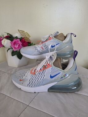Nike Air Max 270 White Multi-Color Big Kids Size 6.5Y